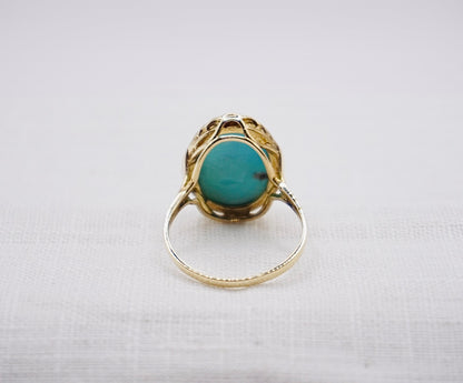 “ Big Blue “ Vintage Geelgouden ring