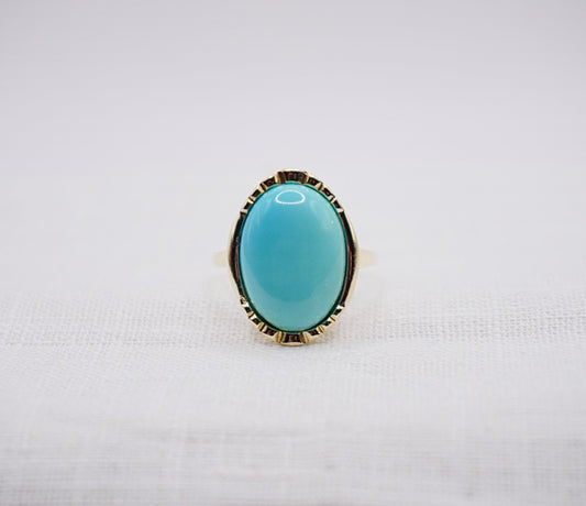 “ Big Blue “ Vintage Geelgouden ring