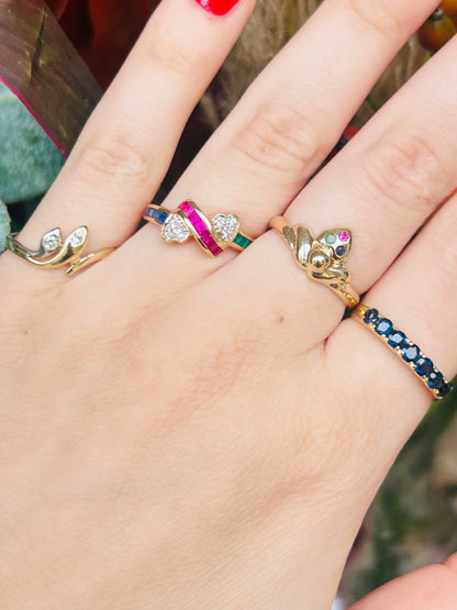 “ Blues “ Vintage Geelgouden ring