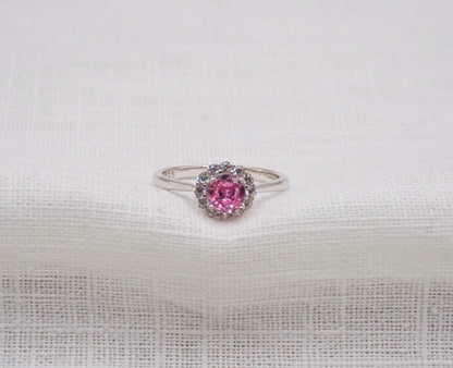 Vintage Zilveren ring Roze steen