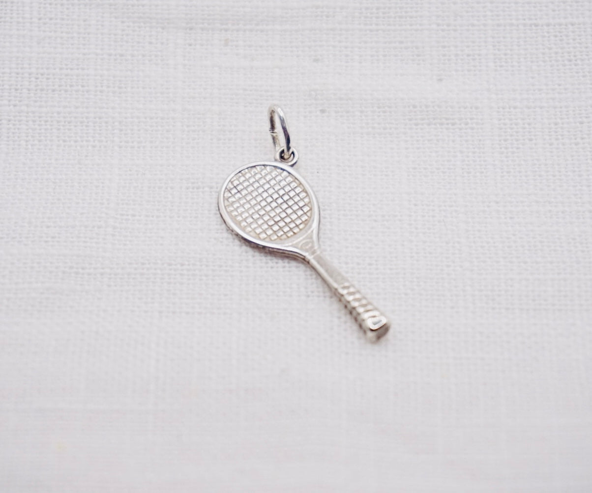 Vintage Zilveren hanger tennisracket