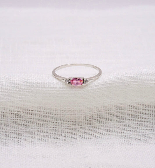 Vintage Zilveren ring mini roze