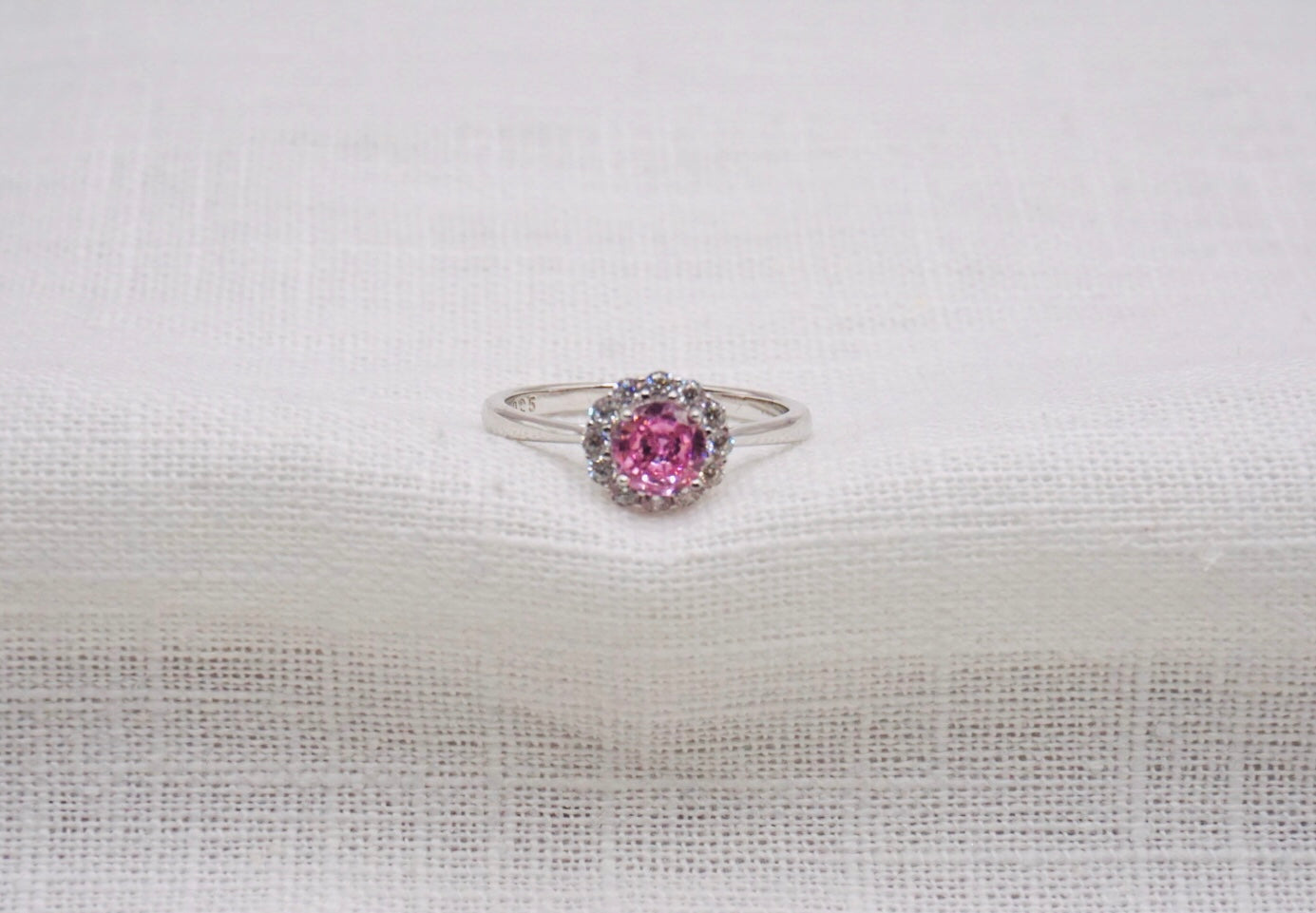 Vintage Zilveren ring Roze steen