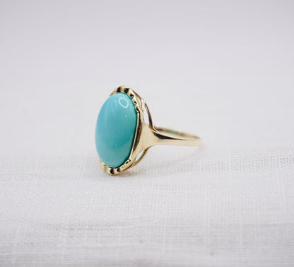 “ Big Blue “ Vintage Geelgouden ring