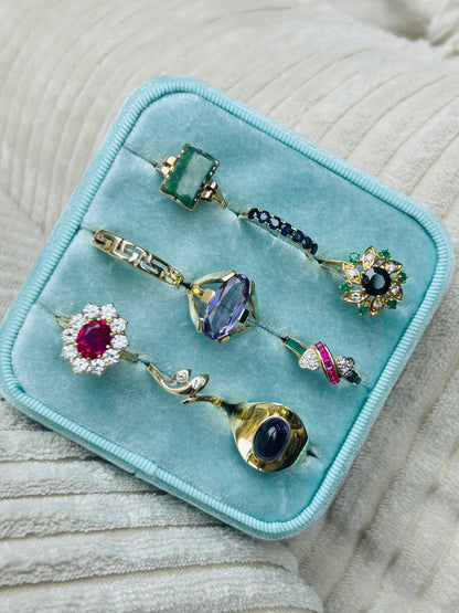 “ Blues “ Vintage Geelgouden ring