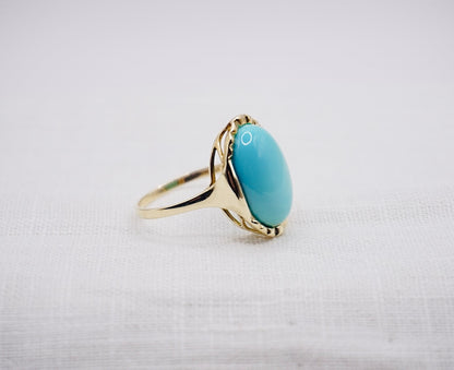“ Big Blue “ Vintage Geelgouden ring