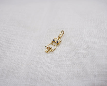 Vintage geelgouden hanger in de vorm van een uiltje met saffier