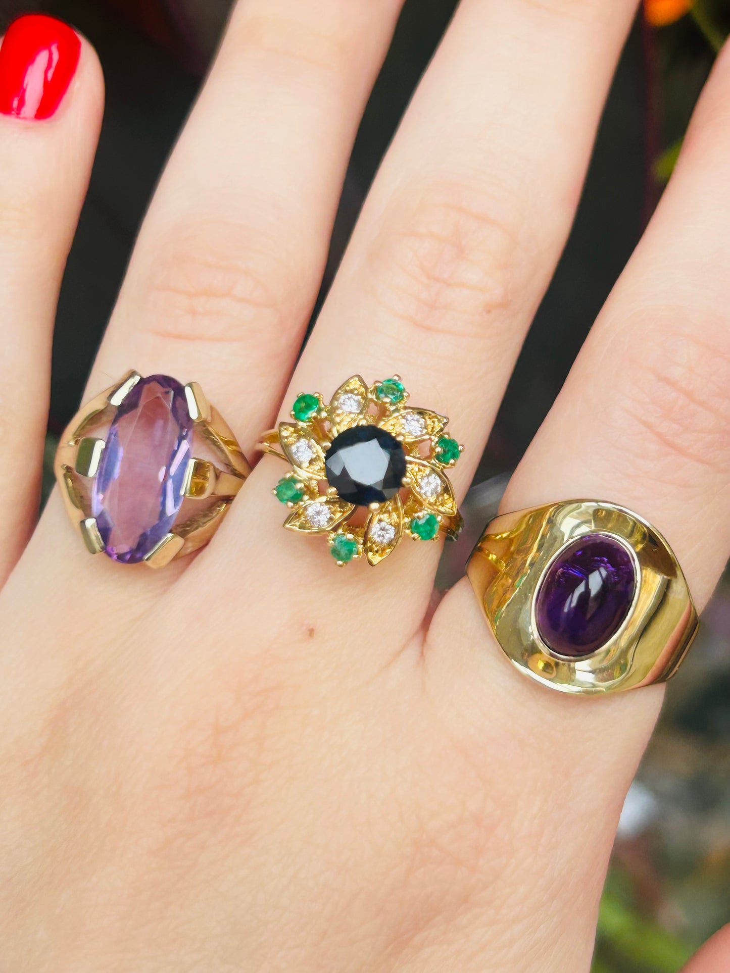 “ Amazing Amethyst “ Vintage Geelgouden ring