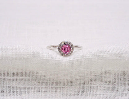 Vintage Zilveren ring Roze steen